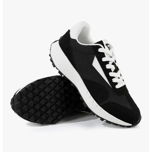 Women Fashion Sneakers Breathable Lace-Up Tennis Running Shoes Black Size 7 NWB - Picture 10 of 16